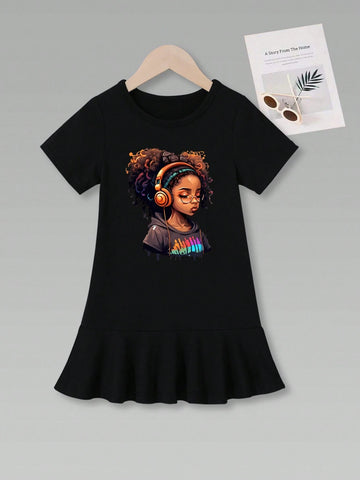 3pcs/Set Women's/Girls' Casual All-Match Ironed Print Mid-Length Pencil Skirt And Short Sleeve Dress Summer Outfits