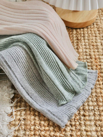 3pcs/Set Young Girl Knitting Solid Color Round Neck Fitted Casual Dress Set