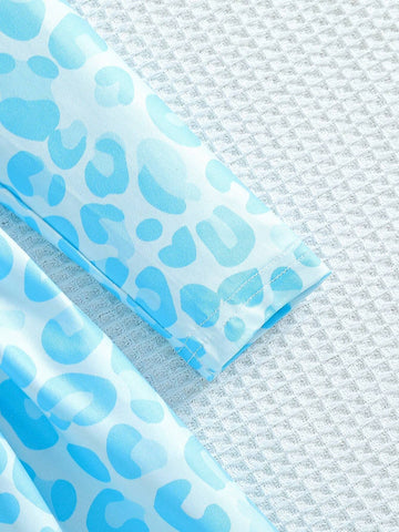 3pcs/Set Young Girl Leopard Print Dress With Contrast Striped And Solid Color, Suitable For Spring, Autumn And Winter. Ideal For Outings, School, And Gatherings