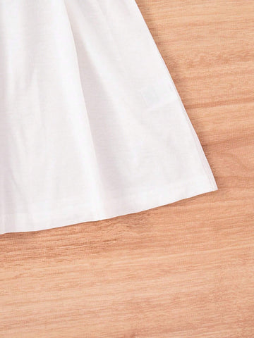 3pcs/Set Young Girls Cute Casual Cap Sleeve Leopard Cat Print Dress Outfit