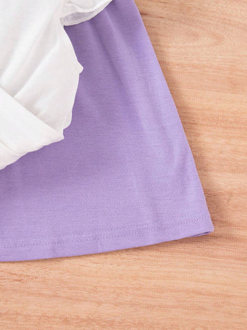 3pcs/Set Young Girls Cute Casual Cap Sleeve Leopard Cat Print Dress Outfit