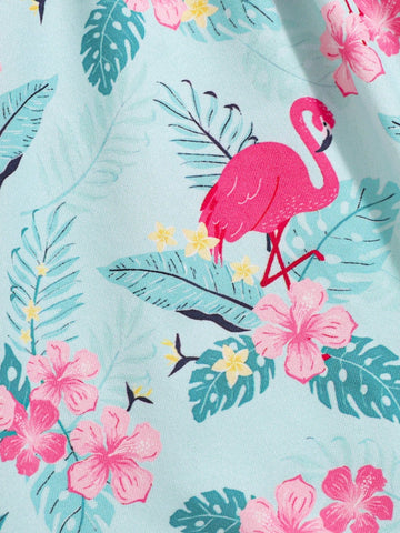 3pcs/Set Young Girls Flame Bird Pattern Print Dress Set For Spring And Summer