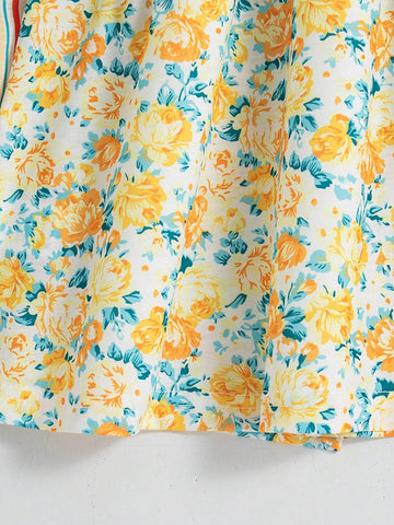 3pcs/Set Young Girls Sleeveless Square Neckline Cute Casual Cami Dress Set