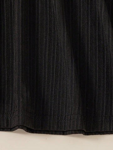 3pcs/Set Young Girls Suspender Fashion Floral Print & Solid Color Button Casual Dress Sets