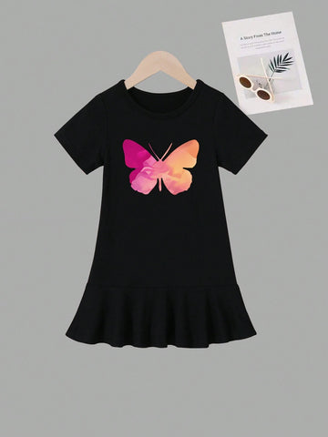 3pcs Casual Pencil Skirt & Short Sleeve Dress Set For Girls, Summer