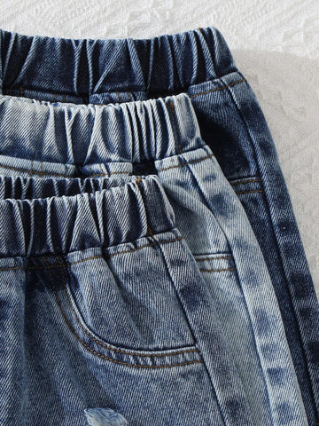 3pcs Girls Classic 3-Color Denim Shorts, Comfortable Outdoor Fashion