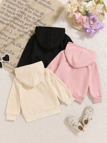 3pcs Set Girls Letter Printed Hooded Long Sleeve Casual Sweatshirts, For Autumn/Winter