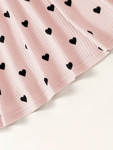 3pcs Set: Knit Solid Color Cap Sleeve Fitted Casual Dress For Young Girl