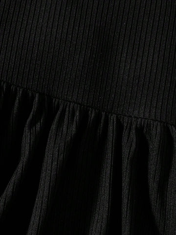 3pcs Set: Knit Solid Color Cap Sleeve Fitted Casual Dress For Young Girl