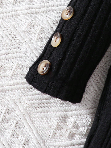 3pcs Set Young Girl Knit Solid Color Stand Collar Fitted Casual Dress