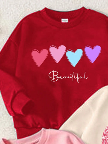 3pcs Young Girl Casual Minimalist Thicker Thermal Lined Crew Neck Sweatshirt Set, Suitable For Autumn & Winter