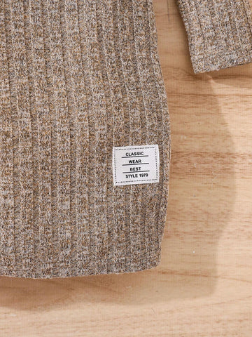 3pcs/ Young Girl Cute Striped Knitted T-Shirt Dress, Buy 1 Get 2,Comfortable, Lovely And Sweet, Suitable For Winter & Fall