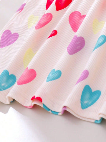 3pcs Young Girl Summer Strap Multi-Color Knitted Ribbed Waisted Sundress, Casual & For Holiday