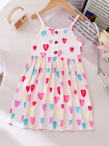 3pcs Young Girl Summer Strap Multi-Color Knitted Ribbed Waisted Sundress, Casual & For Holiday