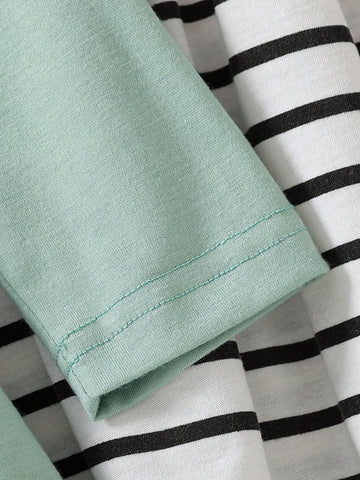 3pcs Young Girls Casual Solid Color Lantern Sleeve Round Neck A-Line Loose Waist Midi Dress Set, Spring Autumn