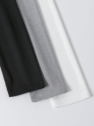 3pcs/set Women's Solid Color Bodysuit