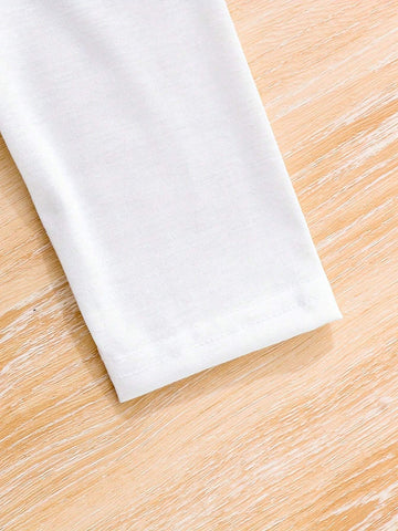 4-7Yrs Girls Cat Letter Print Contrast Color Long Sleeve Dress, Spring Autumn