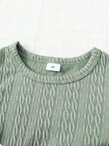 4-7 Years Girls Floral Allover Print Long Sleeve Textured Fabric Dress, Spring And Autumn