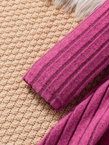 4-7 Years Old Girls Autumn/Winter Texture Soft Fabric Cap Sleeve Dress With Bow Decor, Rainbow Sequin Accent, Casual Style Daily Dress