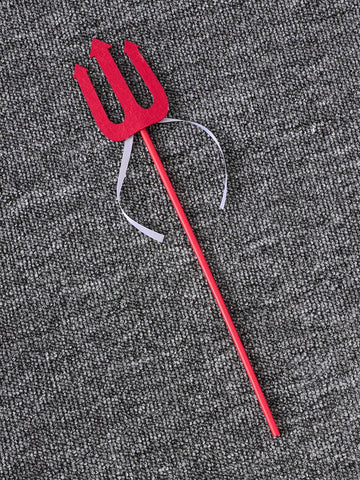 4pcs Girls Halloween Costume Set: Lace Trim Dress, Devil Headband, Trident, Belt