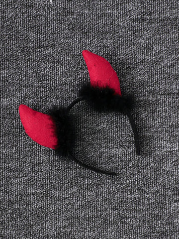 4pcs Girls Halloween Costume Set: Lace Trim Dress, Devil Headband, Trident, Belt