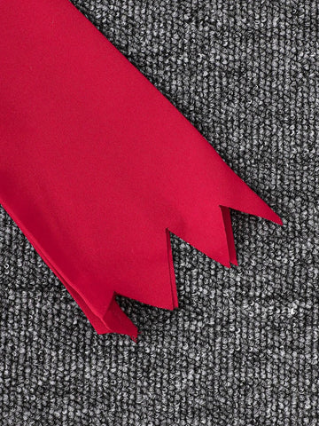 4pcs Girls Halloween Costume Set: Lace Trim Dress, Devil Headband, Trident, Belt