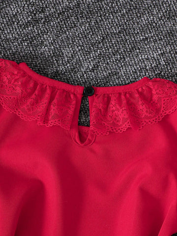 4pcs Girls Halloween Costume Set: Lace Trim Dress, Devil Headband, Trident, Belt