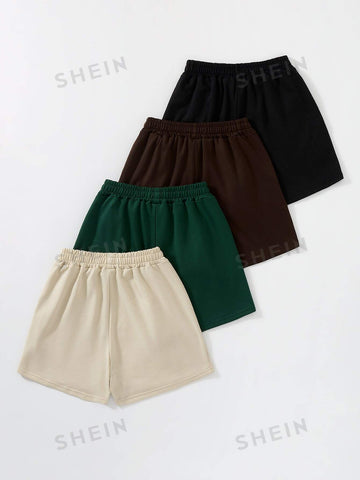 4pcs Letter Graphic Slant Pockets Shorts