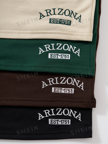 4pcs Letter Graphic Slant Pockets Shorts