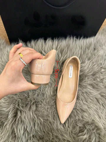 Pointed Toe Chunky Heel Slip-On Pumps For Women, Nude Color, Elegant And Sexy