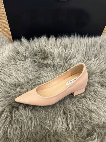 Pointed Toe Chunky Heel Slip-On Pumps For Women, Nude Color, Elegant And Sexy
