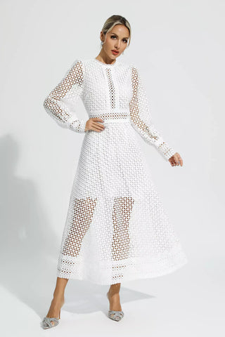 Monroe Purple Hollow Long Sleeve Maxi Dress