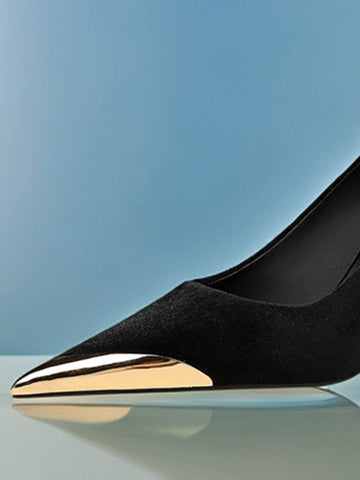 Pointed Toe, Metallic Details High Heels Shoes