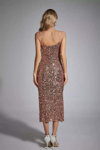 Lainey Gold Sequin Midi Dress