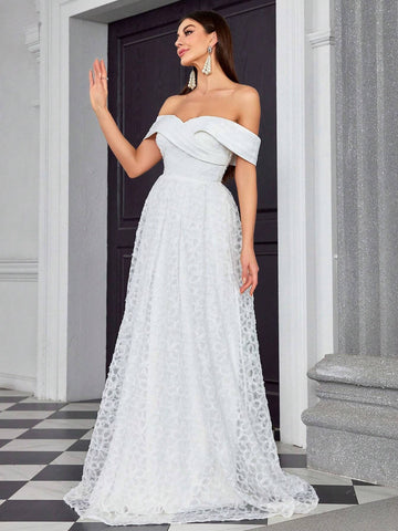 A-Line Satin Cross-Front Irregular Stitching 3D Embroidery Wedding Dress With A Big Hemline, Ideal For Bride Or Guest Of Honor