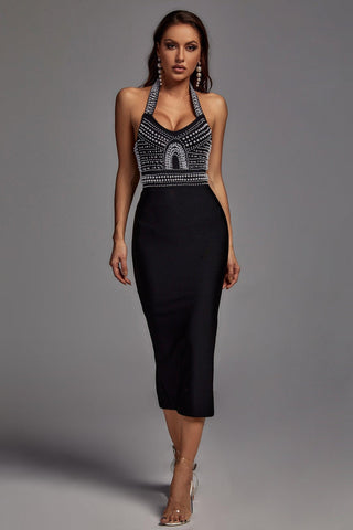Cornelia Pearl Halter Bandage Dress