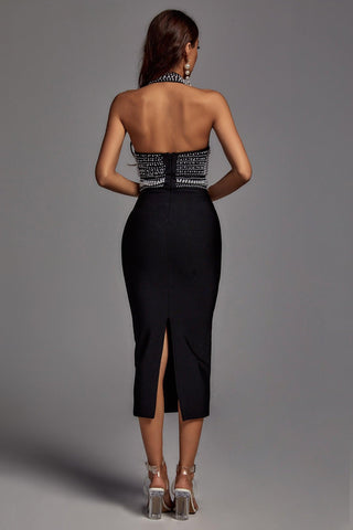 Cornelia Pearl Halter Bandage Dress