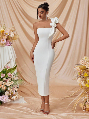 ADYCE Women's Backless Ruffle Trim Halter Evening Gown Maxi Dress For Party