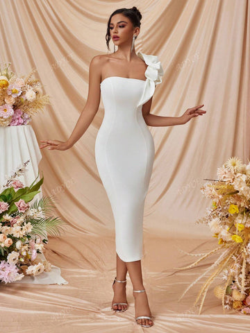 ADYCE Women's Backless Ruffle Trim Halter Evening Gown Maxi Dress For Party