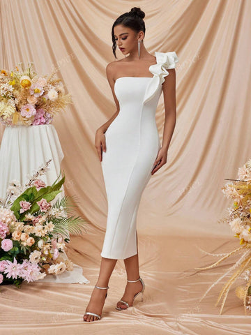 ADYCE Women's Backless Ruffle Trim Halter Evening Gown Maxi Dress For Party
