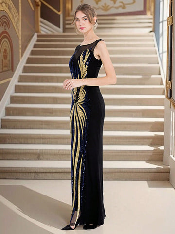 ANGEL FASHIONS 1pc Graphic Print Mesh Dress