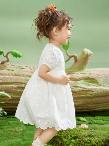 Young Girls Short Sleeve Princess Dress, Lightweight Summer Puff Sleeve Cute Young Girl Dress