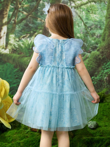Young Girls & Toddlers Butterfly Decorated Princess Tulle Dress