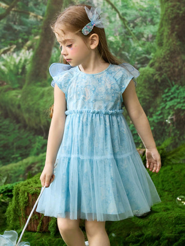 Young Girls & Toddlers Butterfly Decorated Princess Tulle Dress