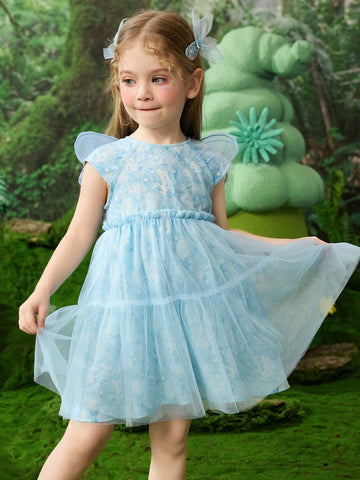Young Girls & Toddlers Butterfly Decorated Princess Tulle Dress