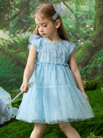 Young Girls & Toddlers Butterfly Decorated Princess Tulle Dress