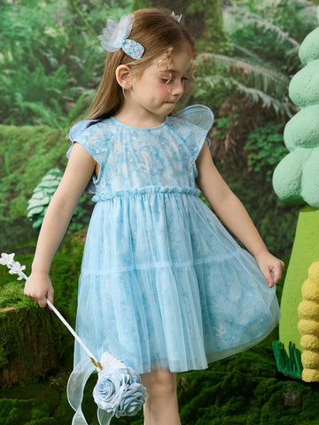 Young Girls & Toddlers Butterfly Decorated Princess Tulle Dress