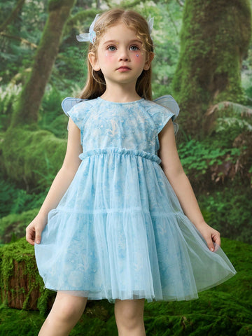 Young Girls & Toddlers Butterfly Decorated Princess Tulle Dress