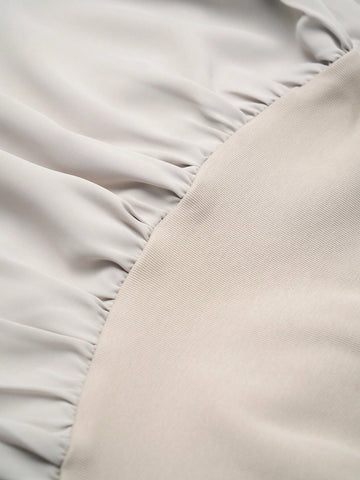 Aalyst Knitted Ribbed Patchwork Women's Stand Collar Shirt