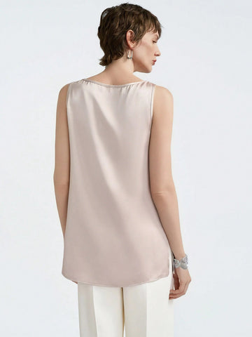 Aalyst Women Loose Fit Minimalist Sleeveless Office Shirt